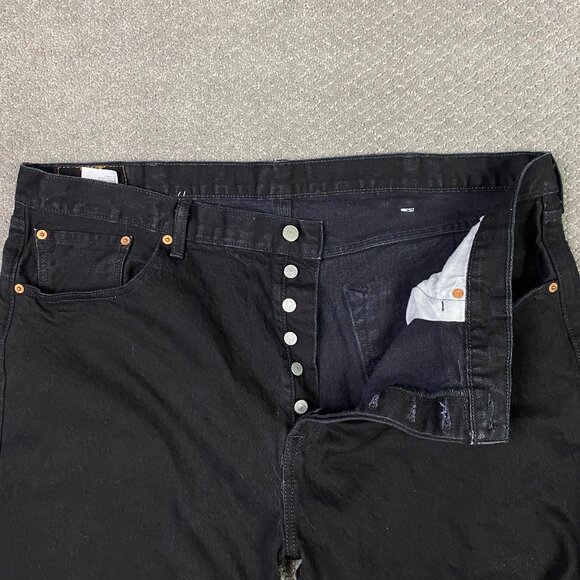 Levi's 501 Jeans Men's 44 x 34 Fits 44 x 31 Black Stretch Denim Button Fly - Picture 3 of 14